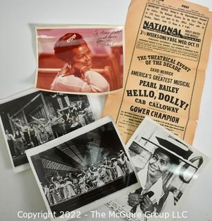 
Group of Theater Black & White Publicity Photos 1967 Tour of "Hello Dolly" and Autographed Photo Of Pearl Bailey From The National Theater In Washington DC.