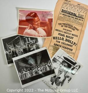 
Group of Theater Black & White Publicity Photos 1967 Tour of "Hello Dolly" and Autographed Photo Of Pearl Bailey From The National Theater In Washington DC.