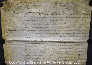 August 1, 1705 Mandement from Louis XIV to the Seneschal of Toulouse in application of the nomination of Pierre Combes as the Judge of the Barrousse Valley in Comminges. Versailles. Parchment