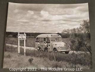 Vintage Black & White Photo Of "Fritz & Jakie Take the Bus" By Walt Wiggins, Roswell, New Mexico.