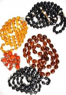 Five (5) Vintage Lucite Bead Necklaces. 