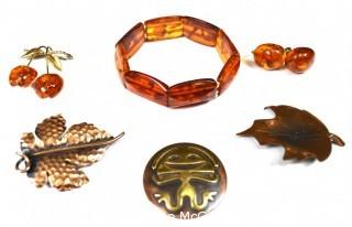 Vintage Jewelry Including Hogan Bolas Copper and Faux Amber.