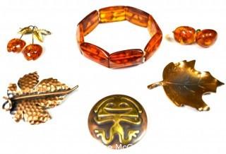 Vintage Jewelry Including Hogan Bolas Copper and Faux Amber.