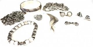 Group of Silver Tone Costume Jewelry