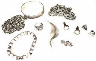 Group of Silver Tone Costume Jewelry