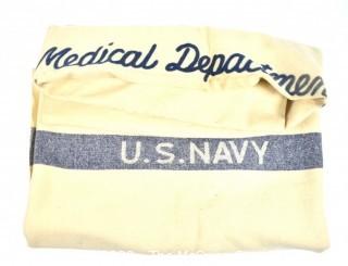 Vintage Blue & White WWII U.S. Navy Wool Medical Department Blanket.  Measures 70 x 85"