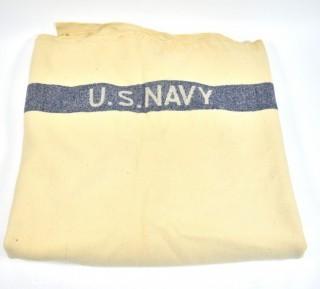 Vintage Blue & White WWII U.S. Navy Wool Medical Department Blanket. Measures 70 x 85"