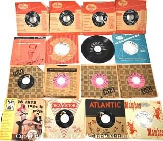 Collection #1: 16 Vintage 1950-60's POP 45RPM Vinyl Records in factory and photo sleeves