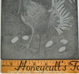 Triple Metal Zinc Art Printing Plate Of Chicken With Eggs