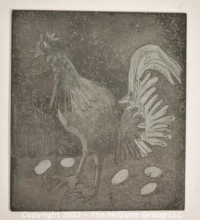 Triple Metal Zinc Art Printing Plate Of Chicken With Eggs