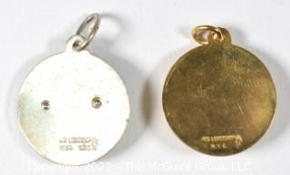 Unmarked 14 KT Gold and Sterling Silver US Government Service (25 & 30 Years) Awards Made by His Lordship, NYC.  Gold Pendant Weighs 4 grams. (Description altered 3-17-22 @ 10:54am ET)
