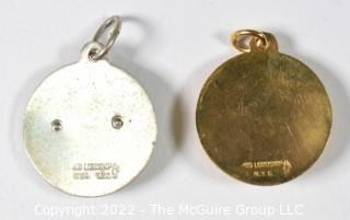 Unmarked 14 KT Gold and Sterling Silver US Government Service (25 & 30 Years) Awards Made by His Lordship, NYC.  Gold Pendant Weighs 4 grams. (Description altered 3-17-22 @ 10:54am ET)
