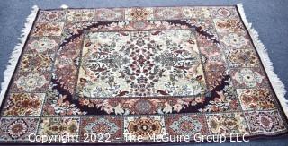 Vintage 100% Wool Machine Made Persian Design Rug With Border Made Antonio Perez Adsuar, SA Imperial Carpets, Spain. Royal Carpet Factory Madrid Spain 1976. Measures 54 x 78" Moth-proofed. Good Condition
Includes 100% wool carpet pad w/skid-resistant side..