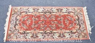 Vintage 100% Wool Machine Made Persian Style Rug on Sienna Background Made Antonio Perez Adsuar, SA Imperial Carpets, Spain. Royal Carpet Factory Madrid Spain 1976. Measures 6' 6" x 9' 9" Includes new 100% wool carpet pad w/skid-resistant side. Moth-proofed. Excellent Condition.  