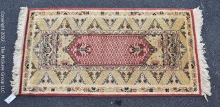 Vintage 100% Wool Machine Made Persian Style Rug Sienna Background. Royal Carpet Factory Madrid Spain 1976. Measures 2'4"x 4'7" Includes new 100% wool carpet pad w/skid-resistant side. Good condition. Moth-proofed.