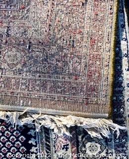 Vintage 100% Wool Machine Made Prayer Rug Style on Blue Ground. Royal Carpet Factory Madrid Spain 1976. Measures 3' 3" x 5' 1". Includes new 100% wool carpet pad w/skid-resistant side. Fair-Good condition. Moth-proofed.