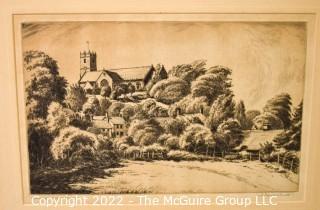 Unframed matted etching/print by J. Francis Smith (b. 1868 - d. 1941?) titled "Godshill, Isle of Wight"