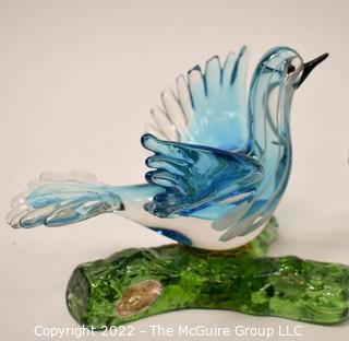 Pair of Murano Glass Birds. 4 1/2" tall