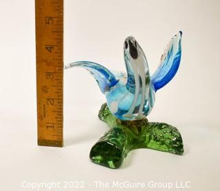 Pair of Murano Glass Birds. 4 1/2" tall