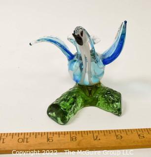 Pair of Murano Glass Birds. 4 1/2" tall