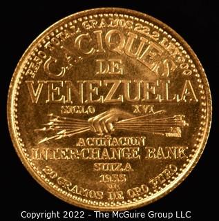 Coin: Gold Caciques de Venezuela.  60 Bolivares.  Part of a series that commemorates the Chieftans of the Various Indian Tribes of Venezuela. 