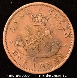 Coin: 1852 One Penny Bank Token, Upper Canada