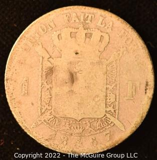 Coin: 1867 Leopold II Des Belges 1 Franc