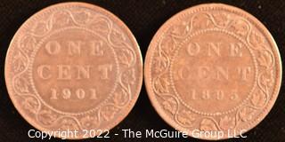 Coin: 1895 & 1901 Canadian 1 cent coins 