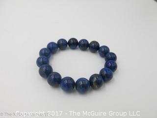 Lapis beaded stretch bracelet - #1168 