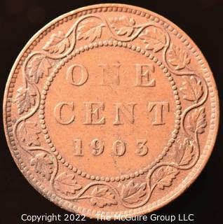 Coin: 1903 Canadian One Cent Coin. 