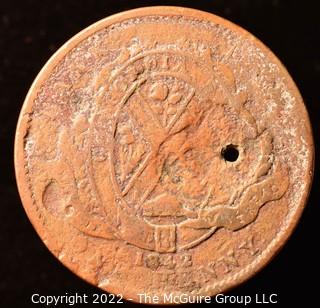 Coin: 1842 BANK OF MONTREAL, PROVINCE OF CANADA ONE PENNY TOKEN (damaged)