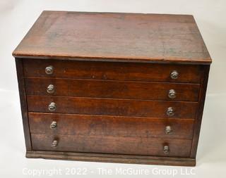 Five Drawer Chest with Pulls and Wooden Drawer Dividers for Watch Crystals.  Includes contents.  Measures 20.5W x 15D x 14T" 