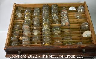 Five Drawer Chest with Pulls and Wooden Drawer Dividers for Watch Crystals.  Includes contents.  Measures 20.5W x 15D x 14T" 