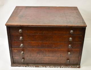 Five Drawer Chest with Pulls and Wooden Drawer Dividers for Watch Crystals.  Includes contents.  Measures 20.5W x 15D x 14T" 