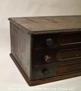 Antique Three Drawer Spool/Crystal Chest. Measures 24W x 15D x 10T" 