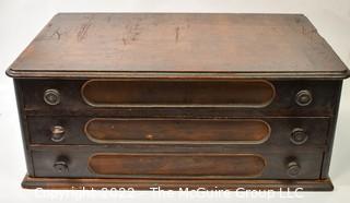 Antique Three Drawer Spool/Crystal Chest. Measures 24W x 15D x 10T" 