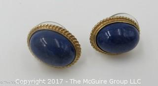 14k yellow gold and Lapis earrings - #1772