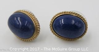 14k yellow gold and Lapis earrings - #1772