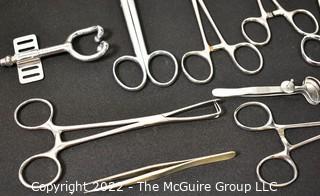 Collection including Stainless Steel Hemostats and Surgical Tools  