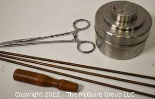 Watchmakers Tools of the Trade, including 3 copper rods, cleaning basket and SS surgical tool