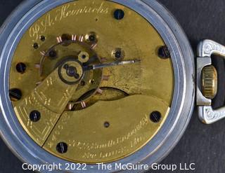 Size 18 - Hampden Watch Co. -  P.A. Heinrichs, 2025 S. Broadway, St. Louis, MO - Serial# 240083 - 11J - Hunting Silverplated Case 
Style: H
Case: Keystone Base Metal 
SN: 897243
Size: 18S