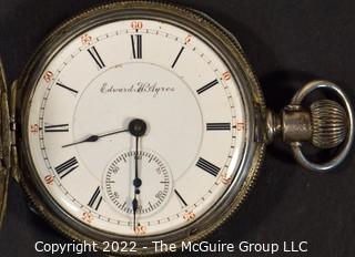 Size 18 - Hampden Watch Co. - M T Pinner - Suffolk, VA - Serial# 376143 - Regulator on Plate - Hunting Silveroid Case.  