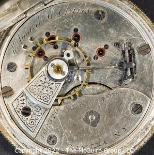 Size 18 - Hampden Watch Co. - M T Pinner - Suffolk, VA - Serial# 376143 - Regulator on Plate - Hunting Silveroid Case.  