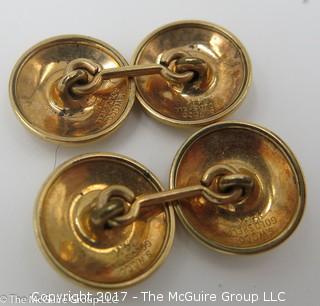 pair of 14k yellow gold cufflinks; 4g -#1177