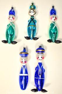 Group of Five (5) Vintage Blown Glass Figural Ornaments