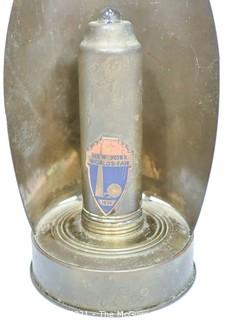 Vintage 1939 New York Worlds Fair Souvenir Brass Battery Operated Light Lantern. 