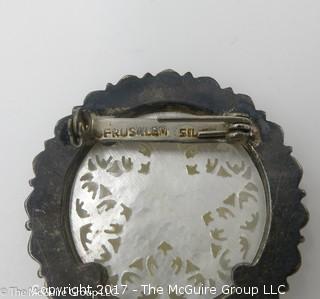 Mother of Pearl Pendant surrounded by Jerusalem Silver - #1180