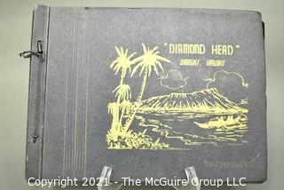 Vintage Post WWII Military Family Photo Album - Diamond Head and Honolulu Hawaii.  Includes photos of Joint Base Pearl Harbor-Hickam, Computer and Communication Rooms Pearl Harbor School, and surrounding scenery and landmarks. 