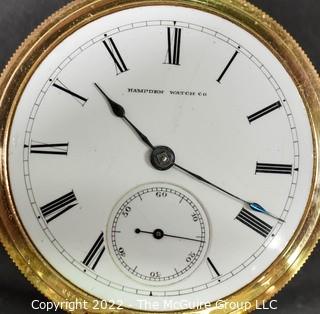 Size 18 - Hampden Watch Co. - Serial# 203791 - Open 18K Gold Filled Keywind Case {Note: Description Altered 4-6-22 @ 7:45pm ET}