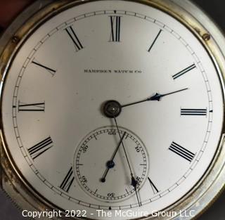 Size 18 - Hampden Watch Co. - J F Bartlett Clinton MA - Serial# 91981 - 11J - Hunting Sterling Keywind Case